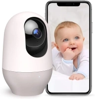 nooie Baby Camera Monitor, 2K Baby Monitor with Camera and Audio, 2.4Ghz WiFi Baby Monitor for Smartphone APP Control, Pet Camera, Motion and Sound Detection, HD Night Vision, SD or Cloud Storage