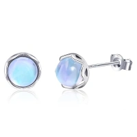 925 Sterling Silver Moonstone Stud Earrings Tiny Moonstone for Women Girls Handmade Birthstone Earrings Moonstone Jewelry