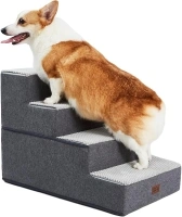 Pettycare Dog Stairs for Small Dogs - Foam Pet Steps for High Beds and Couch, Non-Slip Folding Dog Steps Portable Pet Stairs for Large Dog and Cats,4 Step, Grey