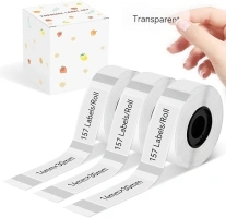 Clear D30 Label Tape, Black on Transparent, Self-Adhesive Label Maker Tape, Multi-Purpose Label Maker Tape for D30 Label Maker, 14mm x 30mm (0.55 x 1.18 Inch) 157 Labels/Roll