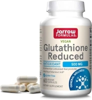 Jarrow Formulas Glutathione Reduced 500 mg - 60 Veggie Capsules - Intracellular Antioxidant - Quality Glutathione Supplements - Supports Recycling of Vitamins C & E - Non-GMO - Gluten Free - Vegan