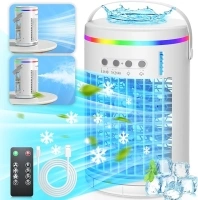 Portable Air Conditioners Fan, 3 Speeds Evaporative Mini Air Conditioner with 7 Colors Light,1400ml Personal Air Conditioner, Portable AC Air Cooler with Humidifier for Room Bedroom Office Desk