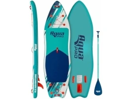 Aqua PRO Halcyon Adventure 10’ 6” Inflatable Stand-Up Paddleboard iSUP, Scalloped Wide Stable Design with Non-Slip EVA Deck, Includes Paddle, Ankle Leash, Pump and Carry/Storage Bag.