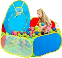 Kids Ball Pit, Large Pop up Children Playpen Indoor & Outdoor Baby Toddler Ball Pit Pool Play Tent, with Basketball Hoop and Zipper Storage Bag, Balls Not Included (Multicolor)