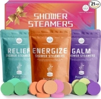 Shower Steamers Aromatherapy, 21-Pack Shower Bombs Organic Natural Essential Oil Stress Relief, Unique Birthday Gifts for Her Women Girlfriend Mom Wife