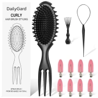 Curl Defining Hair Brush, Wet Hair Brush for Women and Men, Detangler Hairbrush for Wet & Dry Hair, Styling Brush for Curly Hair, Shaping and Defining Curls for Long/Wavy/Damaged Hair, Black