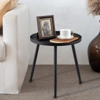 AOJEZOR Accent Side / End Table, Waterproof Metal Structure, Great for Living Room, Bedroom, Indoor & Outdoor, Matte Black Tray Surface with 3 Legs, Ideal for Any Room