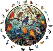 Wooden Jigsaw Puzzles for Adults,Bird 200 Piece Animal Irregular Shape Wooden Puzzle,Wooden Puzzle Gifts for Friends and Family,10.23X10.23in，Medium