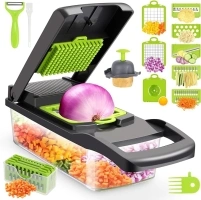 Vegetable Chopper,Senbowe Multifunctional 13-in-1 Food Choppers Onion Chopper Vegetable Slicer Cutter Dicer Veggie chopper with 8 Blades,Colander Basket,Container for Salad Potato Carrot Garlic