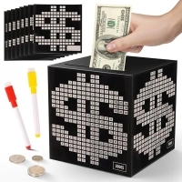 Primo Lines Piggy Bank for Adults,10000 Savings Challenge Box, Money Saving Box 10,000 with Counter for Savings Goal $3000 $5000, Unbreakable Metal Cash Box with Money Target, Kakeibo Money Box 4.75in