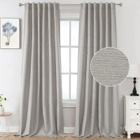 FantasDecor Linen Textured Curtains 84 inch Length Drapes for Living Room Back Tab Rod Pocket Light Reducing Privacy Window Treatments, 52W x 84L, Heather Taupe