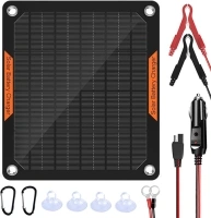 OYMSAE 5W 12V Solar Car Battery Charger Portable Waterproof Solar Power Battery Charger & maintainer with Trickle Cigarette Lighter Plug & Alligator Clip