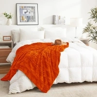 COZYART Twin Size Faux Fur Throw Blanket for Bed - 60"x80" Orange Super Soft Plush Luxurious and Elegant with Comfy Reversible Microfiber Fluffy Large Blankets for Bed Home Decorative