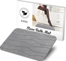 AWW Stone Bath Mat Large, Non-Slip Diatomite Stone Bath Mat, Quick Drying Bath Mat Stone Absorbing, Super Absorbent Diatomaceous Earth Bath Mat for Bathroom Kitchen, Easy to Clean 23.62x15.47, Gray