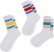 Ultrafun Crew Socks for Women Retro Striped Fun Novelty Socks Sports Casual Cotton Calf Socks Women