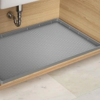 Under Sink Mat - 31" x 22" Waterproof Kitchen Cabinet Mat - Flexible Silicone Under Sink Liner - Kitchen Bathroom Cabinet Mat and Protector for Drips Leaks Spills (Gray)