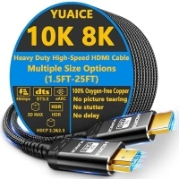 10K 8K HDMI Cable, 1.5FT, 3.3FT, 6.6FT, 10FT, 16FT, 20FT, 25FT Heavy Duty High-Speed Braided HDMI Cable, Professional HDMI Cord, 48Gbps, 4K@120Hz, 8K@60Hz, HDR, DTS:X, HDCP 2.2/2.3