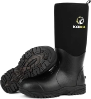 Kalkal Rubber Boots for Men, Waterproof Rain Boots Men with 6mm Neoprene, Insulated Durable Hunting Boots for Fishing, Farming, Gardening and Working