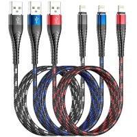 iPhone Charger 6FT Lightning Cable 3Pack Colorful Nylon Braided USB Fast Charging Cord Apple MFi Certified for iPhones 14 13 12 11 SE XS Pro Max XR X 8 7 6 5 X Plus