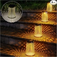 4 Pack Solar Lanterns Outdoor Waterproof, Solar Lanterns with 2 Lighting Colors, Diamond-Pattern Outdoor Lantern, Outdoor Solar Lantern for Landscape Patio Pathway Lawn Yard Deck Porch