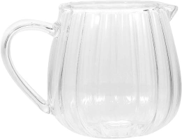 Luxshiny Espresso Cups Glass Creamer Pitcher, Wave Shaped Coffee Milk Creamer Pitcher Serving Pitcher Sauce Pitcher Milk Creamer Jug for Kitchen (100ml) Espresso