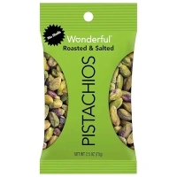 Wonderful Pistachios No Shells, Roasted & Salted Nuts, 2.5 Ounce Bag, Protein Snacks, Healthy Snack, Lunch Snacks