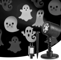 LED Halloween Decoration, Ghost Rotating Projector Yard Stake Lights, Indoor Outdoor Landscape Night Light for Home Thealter, Ceiling, Room, Patio, Garden, Halloween, Bedroom Decor