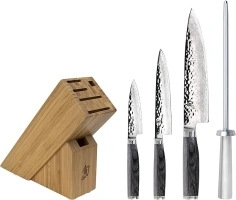 Shun Cutlery Premier Grey 5-Piece Starter Block Set, Kitchen Knife & Knife Block Set, Includes 8” Chef