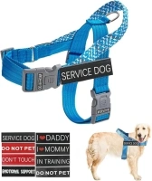 Service Dog Harness, No Pull Dog Harness with Handle Adjustable Velcro Patches Service Dog in Training Do Not Pet, Easy Control for Small Medium Large Breed Outdoor Walking Hiking (Blue, L)