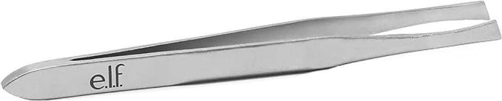 e.l.f. Slant Tweezer, Professional Quality Stainless Steel, Provides a Strong Grip, Removes Hairs Accurately, Shapes, Defines, Easy To Use, Ergonomically-Designed