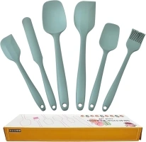 Silicone Spatula Set of 6, Spatulas Silicone Heat Resistant Non Stick Bakery Spatula Sets for Cooking Baking Utensils,Dishwasher Safe (green）