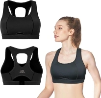 Sports Bra Breathable Wirefree Bounce Racer Back Support with Removable Pads Workout Yoga Running XS to XL