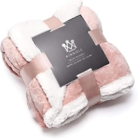 Kingole Double-Layer Reversible Luxury Sherpa Blanket, Timid Pink Throw Size Extra Warm Super Soft Cozy Plush for Couch/Bed Microfiber 580GSM (50 x 60 inches)