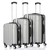 3PCS Luggage Travel Set Bag ABS Trolley Hard Shell Suitcase w/TSA lock Gray New