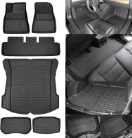 SUPER LINER Floor Mats for Tesla Model 3 Custom Fit 2017-2023 All-Weather Cargo Liner Rear Cargo Tray Trunk Floor Mat Interior Accessories