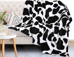 MACEVIA Flannel Fleece Throw Blanket for Couch, Black Cow Print Blanket, Fuzzy Cozy Comfy Soft Fluffy Plush Cute Cow Blanket for Bed Sofa 260GSM, Suitable for All Seasons (Dairy Cow,50x60inches)