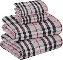 RUVANTI Flannel Sheets Full Size - 100% Cotton Double Brushed Bed Sheets Set, Deep Pockets 16 Inches, All Seasons Breathable & Extra Soft Full Sheets, Warm & Cozy, 4 Piece, Clear Glib Red & Black