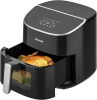 Air Fryer 8Qt Plus Oilless 8-in-1 Family Size AirFryer,Easy Viewing Window and Fast Healthy cooking,Dishwasher-Safe Basket,Digital Touchscreen,Quiet, AF701, Black