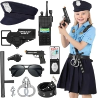 Luucio Girls Police Officer Costume for Kids, Police Costume for Kids, Halloween Costume for Girls, Role Play Kit for Girls