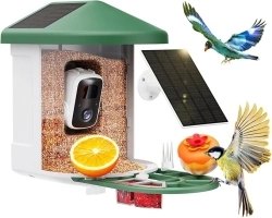 Bird Feeder with Camera with AI Identify Bird Species Solar Panel, Smart Bird House with Cam, Live View, Instant Arrival Alerts, Capture Bird Video, Bird Lover Watching Birds