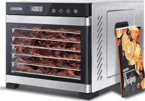 COSORI Food Dehydrator, Bigger Than 7 Trays With Large 6.5ft² Drying Space, 600W Power Saves More Time Than 480W, 165°F Dehydrated Dryer for Jerky, Dog Treats, Herbs, Meat, Fruit, and Yogurt, Silver