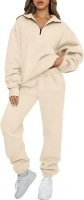 AUTOMET Womens 2 Piece Outfits Long Sleeve Sweatsuits Sets Half Zip Sweatshirts with Joggers Sweatpants