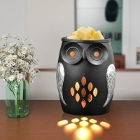 Wax Melt Warmer, Modern Scented Wax Warmer Electric Owl Metal Wax Burner for Scented Wax Cubes with 2 Bulbs, Ideal Home Decor for Mom/Lover/Anniversary/Wedding/Birthday