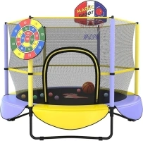 Gardenature Toddler Trampoline for Kids Mini Trampoline Outdoor Indoor Small Trampoline with Net, Basketball Hoop,with Dart Board 5FT