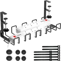 Spacecare Under Desk Cable Management Tray, Cable Management Under Desk for Cord Organizer,15.7" No Drill Wire Organizer Cable Management Tray, Cable Tray Organizer with Clamp for Desk, Black 1 Pack