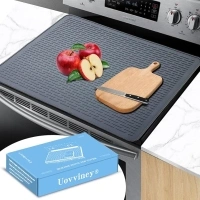 Silicone Stove Top Cover for Electric Stove - 27.75X20 inch Electric Stove Cover, Glass Top Stove Cover, Extra Large Silicone Dish Drying Mat, Ceramic Glass Cooktop Protector(Grey)