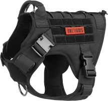 OneTigris Tactical Dog Harness - Fire Watcher Comfortable Patrol Vest (Black, Medium)