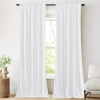 NICETOWN White Velvet Curtains and Drapes for Movie Theatre Backdrop, Elegent Home Decoration Privacy Protect Insulate Summer Heat and Wintet Chill for Basement/Studio/Dorm (1 Pair, 96 inches Long)