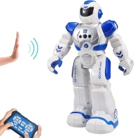 RC Robot for Kids Intelligent Programmable Robot with Infrared Controller Toys, Dancing, Singing, Led Eyes, Gesture Sensing Robot Kit, Blue