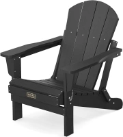 SERWALL Folding Adirondack Chairs Patio Chairs Lawn Chair Outdoor Weather Resistant for Patio Garden, Backyard Deck, Fire Pit - Black